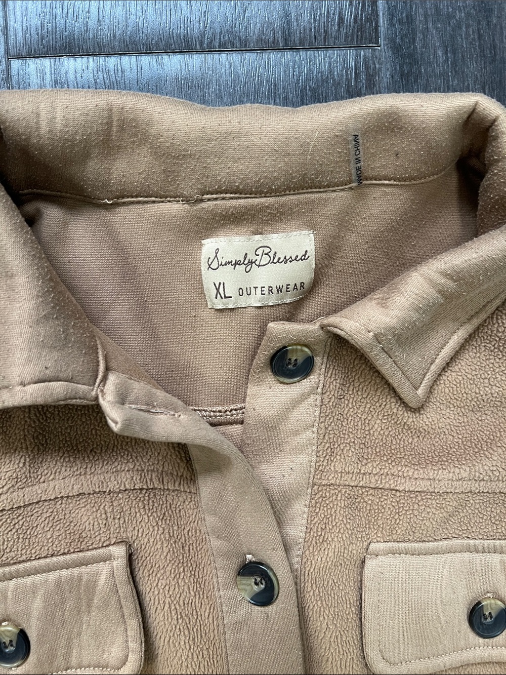 Simply blessed Tan Fleece Shacket with Chest Pockets - Picture 3 of 4
